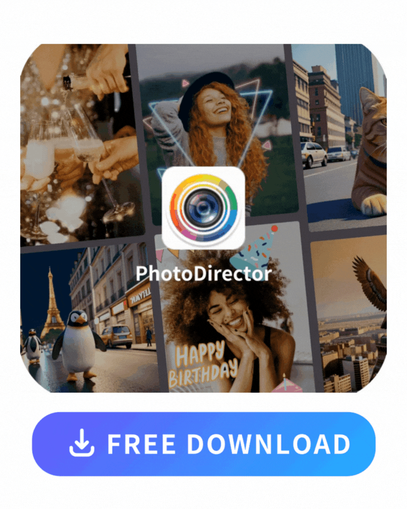 examples of WhatsApp status made by PhotoDirector with PhotoDirector's icon in the middle